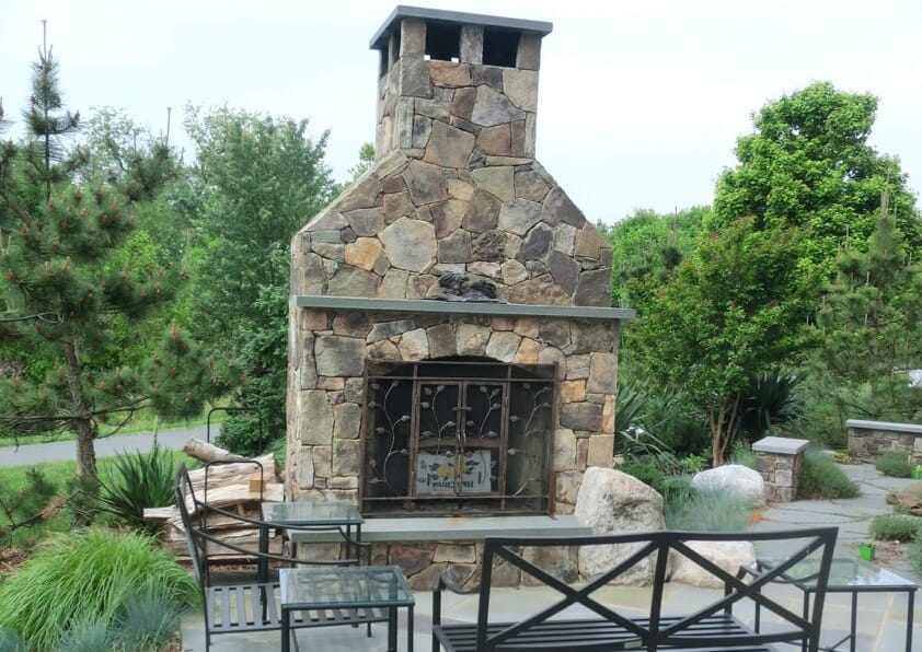 outdoor backyard stone fireplace seattle wa